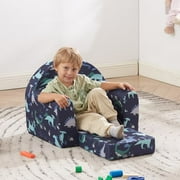 Ulax Furniture Kids Sofa Couch, Children Flip-Out Chair 2-in-1 Toddler Chairs Convertible Sofa to Lounger, Navy